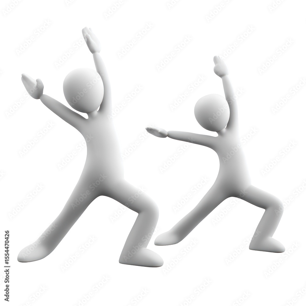Poster dynamic figures showcasing movement and energy in a playful and artistic representation of dance and
