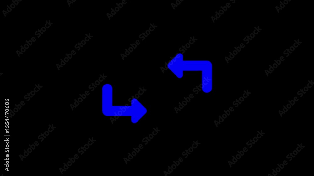 Aufkleber animated blue arrows rotating on a black background representing progress and direction