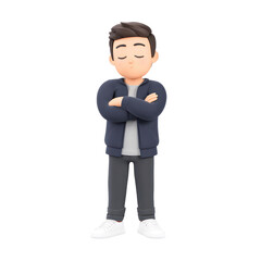 Obraz premium Young Male Cartoon Character with Relaxed Pose and Confident Expression for Creative Projects