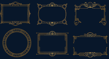 Art deco frame collection vector illustration: classic elegance for design