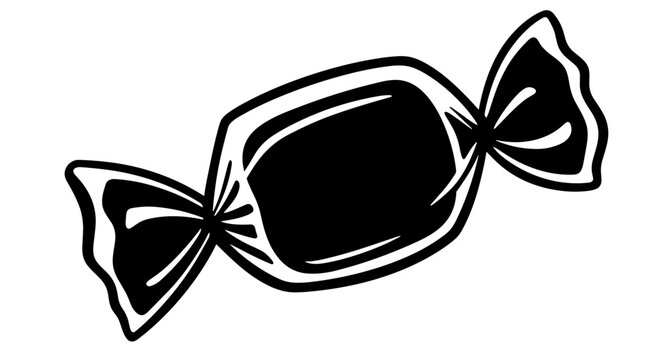 Black and white candy vector illustration for sweets-themed designs
