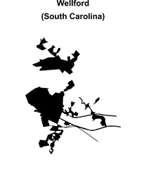 Wellford (South Carolina) blank outline map