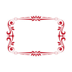 Ornate Rectangular Frame with Floral Accents in Crimson A Decorative Border for Invitations and Special Occasions