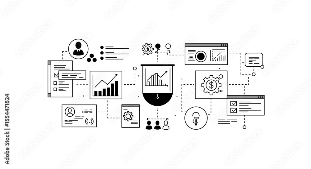 Aufkleber data analysis vector illustration for business concepts in modern line style