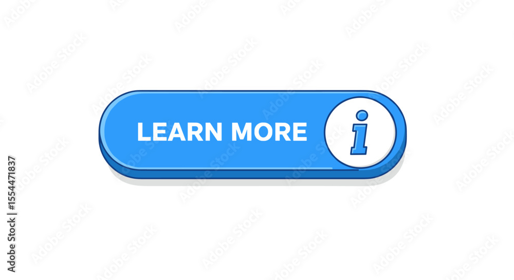 Poster learn more button vector illustration for web design, flat style