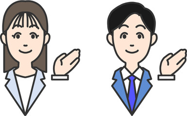 紹介するビジネスマン