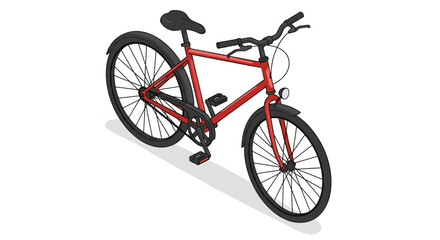 Red bicycle vector illustration in isometric style for design and print