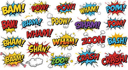 Comic book sound effects vector illustration for pop art design and posters