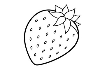 strawberry coloring page line art vector illustration