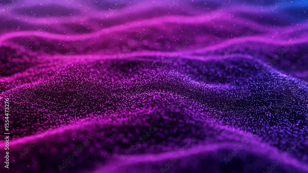 Poster abstract purple and pink wave background with particles creates a dynamic and modern design