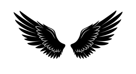 Obraz premium Black wings vector illustration for tattoo or logo design in flat style