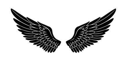 Angel wings vector illustration - elegant black feather design for posters and graphic art