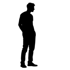 Fototapeta premium Silhouette of man standing, minimalist fashion statement