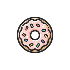 Obraz premium Colorful Donut with Sprinkles on a Plain Background Perfect for Sweet Treats and Bakery Themes