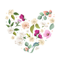 A heart of flowers on a white background. Vector.