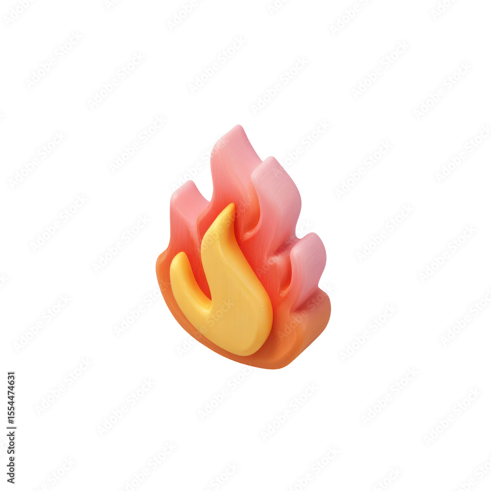 Poster colorful abstract flame icon with soft curves and smooth gradient design in 3d style