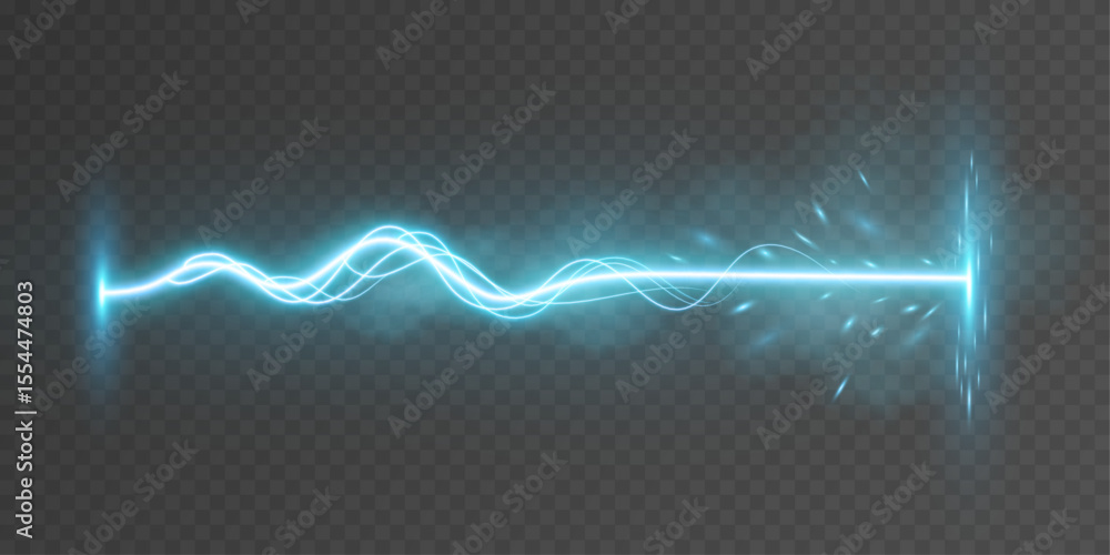 Aufkleber electric blue energy beam with dynamic glow and foggy lightning effect on a transparent background. 