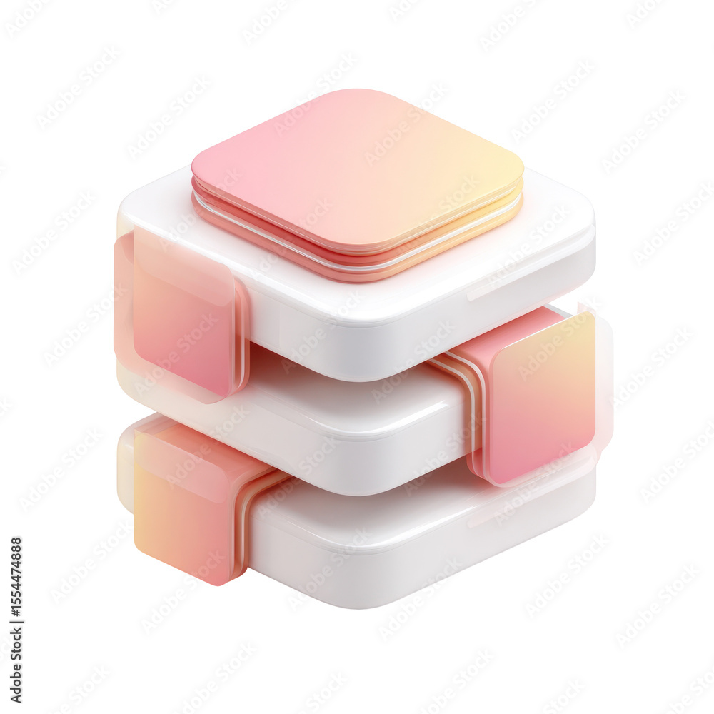 Poster abstract layered shapes with soft pastel colors and smooth surfaces for modern digital designs and c