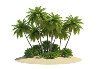 Isolated Lush Tropical Island with Palm Trees