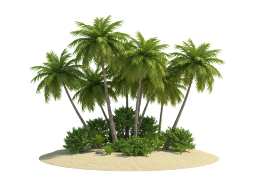 Isolated Lush Tropical Island with Palm Trees