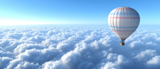Fototapeta premium Hot air balloon above cloudscape; travel, freedom