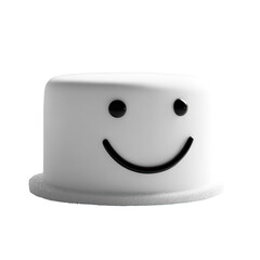 Happy Marshmallow with a Smile on a White Background, Perfect for Fun and Whimsical Themes in Food Photography