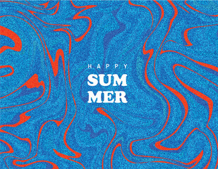 Creative vector concept of happy summer bright marble grain background. Modern abstract art design with waves and copy space for text. Grunge grainy marble template.