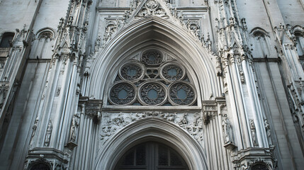 Facade of the cathedral in Naples, Italy, with Gothic architecture. Illustration of popular places in the world.