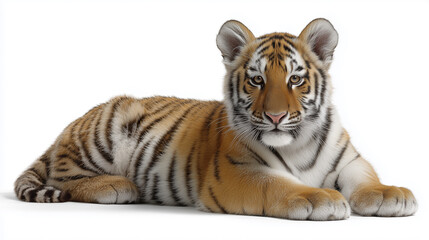 Obraz premium Young Tiger Relaxing with Curious Expression