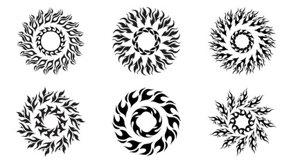 Collection of Decorative Circular Flame Ornament