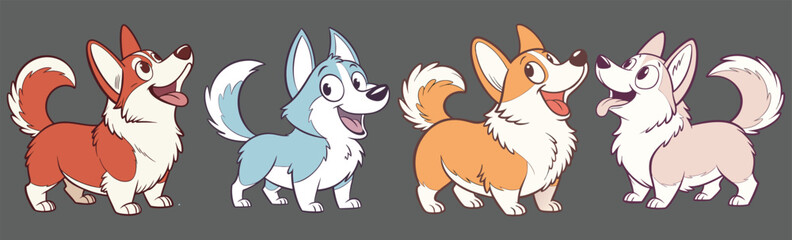 Cartoon corgi and husky vector dog vector.