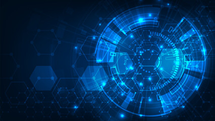 Digital hud technology concept adstract blue light background