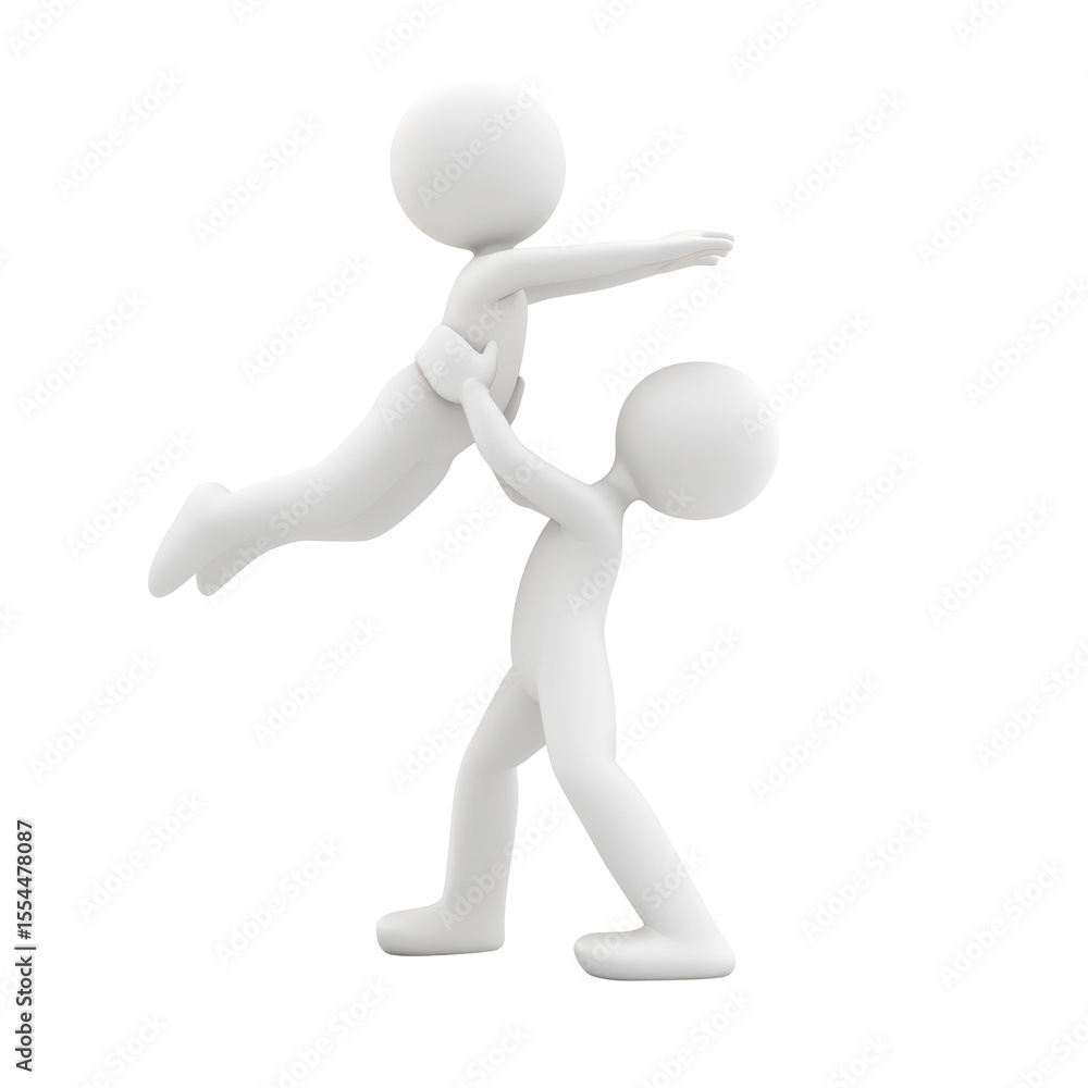 Poster playful and joyful interaction between two abstract characters in a lively scene of friendship and f