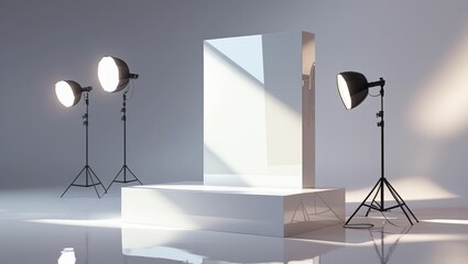 Studio Photography Setup White Product Display Lighting