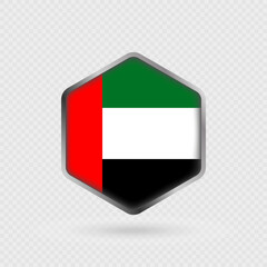 United Arab Emirates Flag Icon in Hexagon Shape.