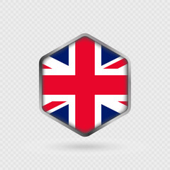 United Kingdom Flag Icon in Hexagon Shape.