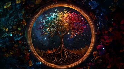 Cosmic Tree of Life A Celestial Tapestry isolated on transparent background