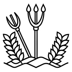 Naklejka premium Cultivator line art vector