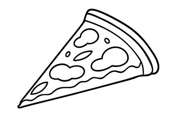 Slice of pizza coloring page line art vector illustration