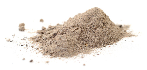 Pile of wood ash isolated.