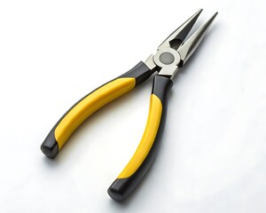 Obraz premium Pliers with yellow and black handles isolated on white background
