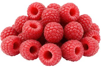 Isolated Fresh Red Raspberries in Abundant Pile