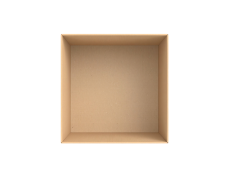 Empty cardboard box for packaging and shipping.