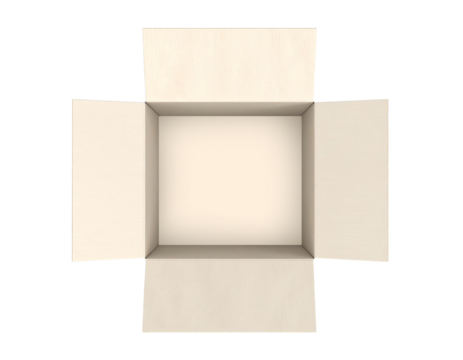 Empty cardboard box from above view.