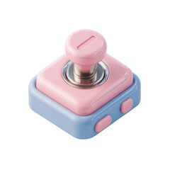 Playful Vintage Style Game Controller Button in Soft Pink and Blue Color Scheme