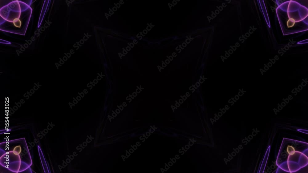 Poster neon kaleidoscope lines motion loop on black background. hypnotic seamless animation of neon lines i
