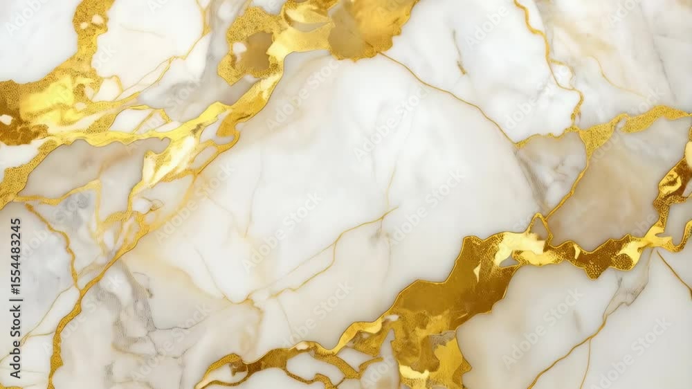 Poster elegant white marble stone texture with golden veins running throughout the surface, creating a luxu