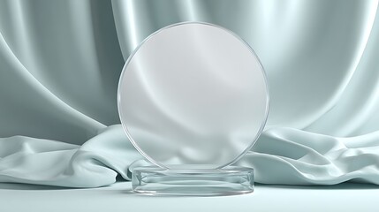 Vibrant photo of empty acrylic award design mockup, blank glass trophy mockup, Template for a white crystal prize plate.