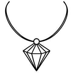 Diamond Necklace line art vector
