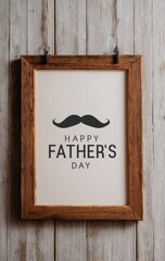 Rustic Wooden Frame Celebrates Father's Day with a Classic Mustache